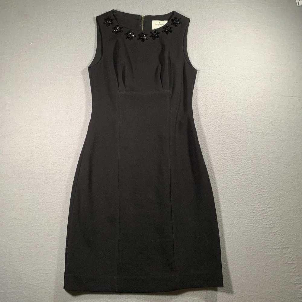 kate spade Floral Cluster Diana in Black‎ Jewel Embellished Crepe Dress 2